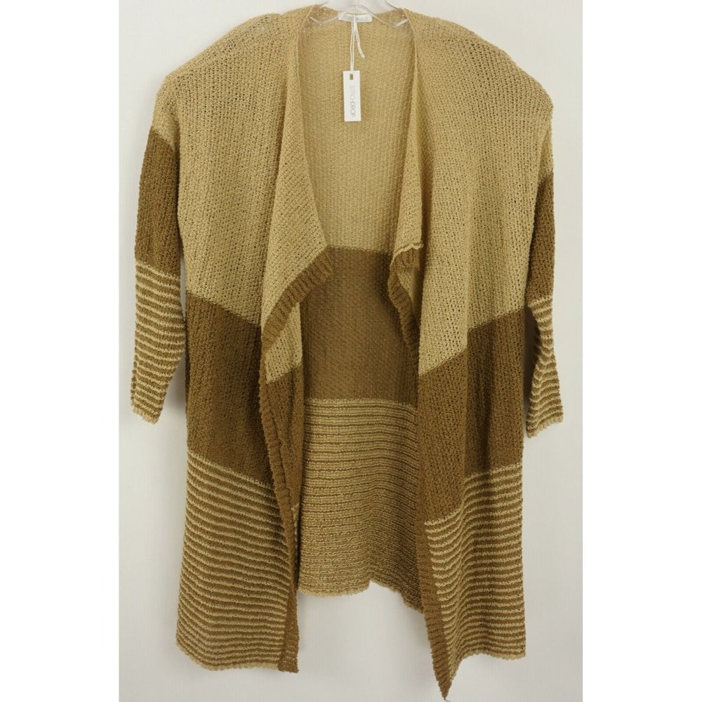 New StitchDrop Women's Medium Tan Brown Airy Flyaway Open Front Cardigan Sweater